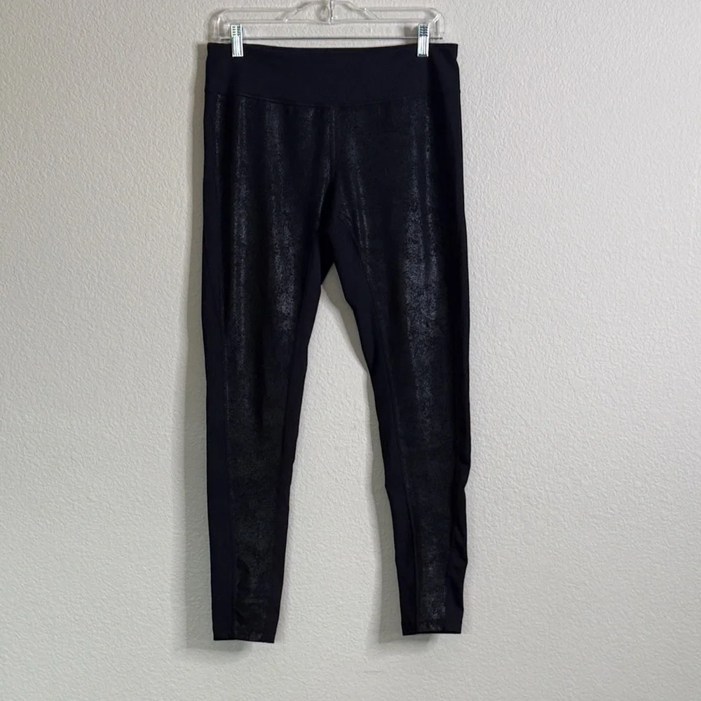 Zella leggings black shiny women’s large VGUC